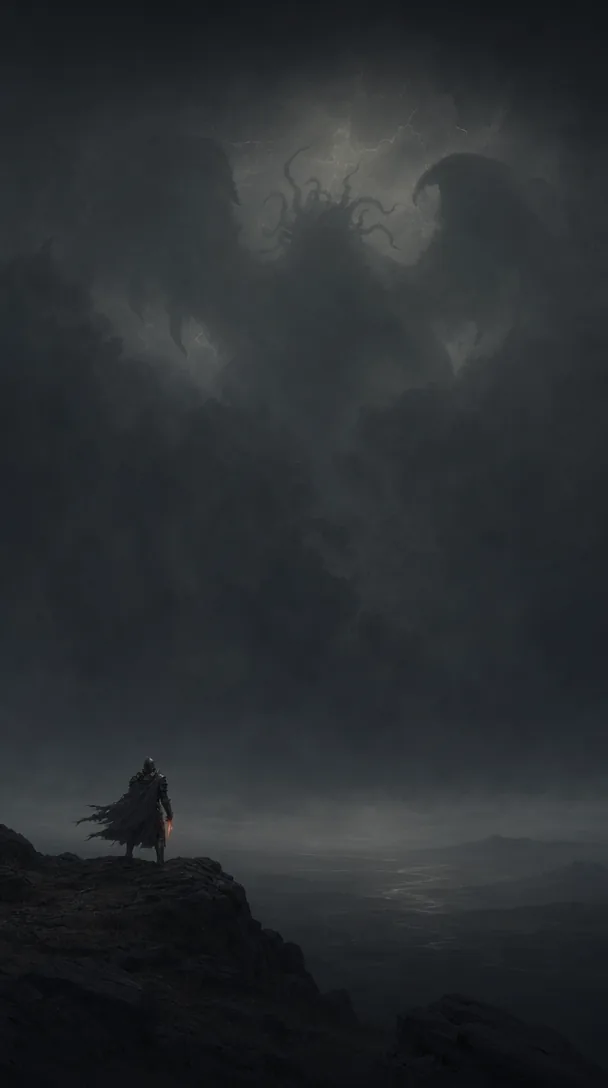The Menos quote feed on a stormcloud background